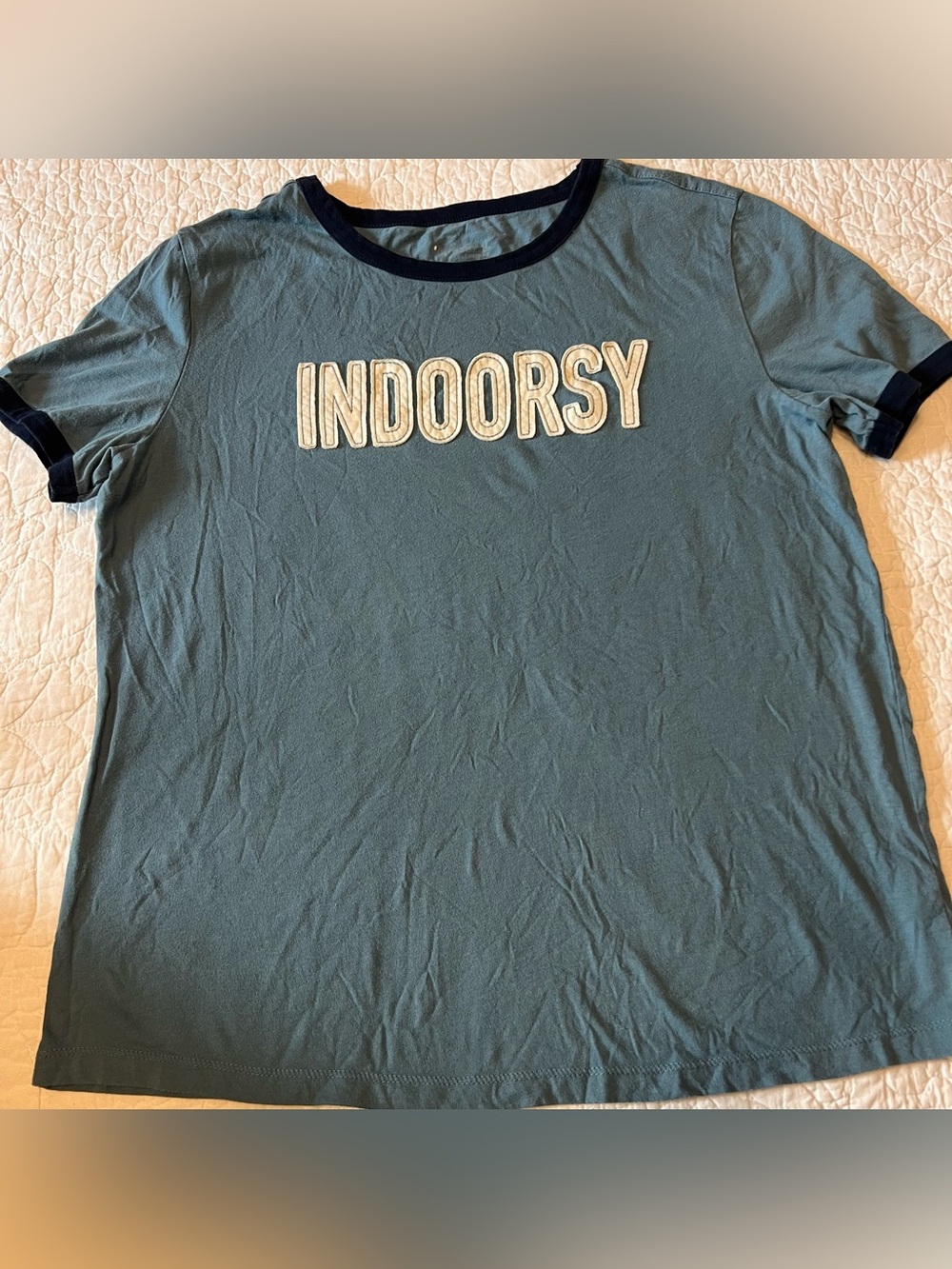 INDORSY UNISEX men women blue t-shirt size M crew neck short sleeve casual